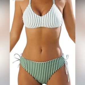 ~Women's 2 Piece Bikini Set Back Braided Straps with Reversible Bottom~
